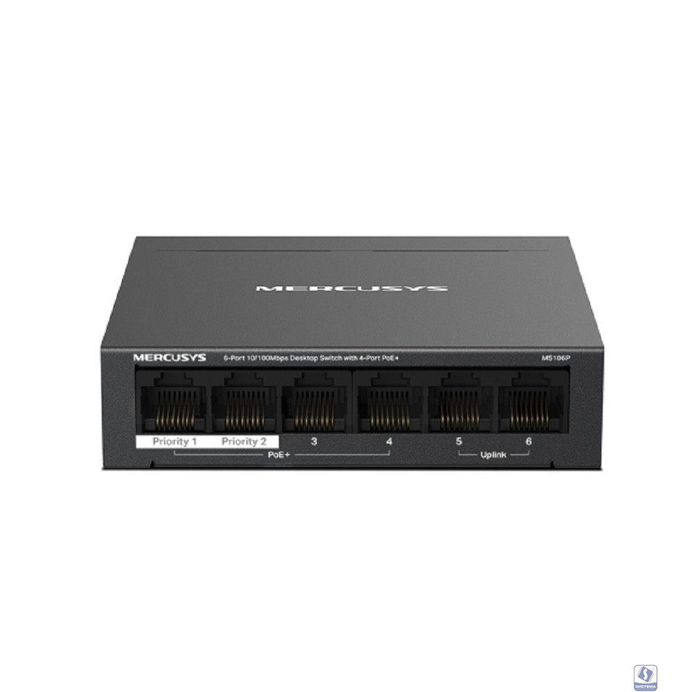Mercusys MS106P Настольный коммутатор с 6 портами 10/100 Мбит/с (4 порта PoE+)