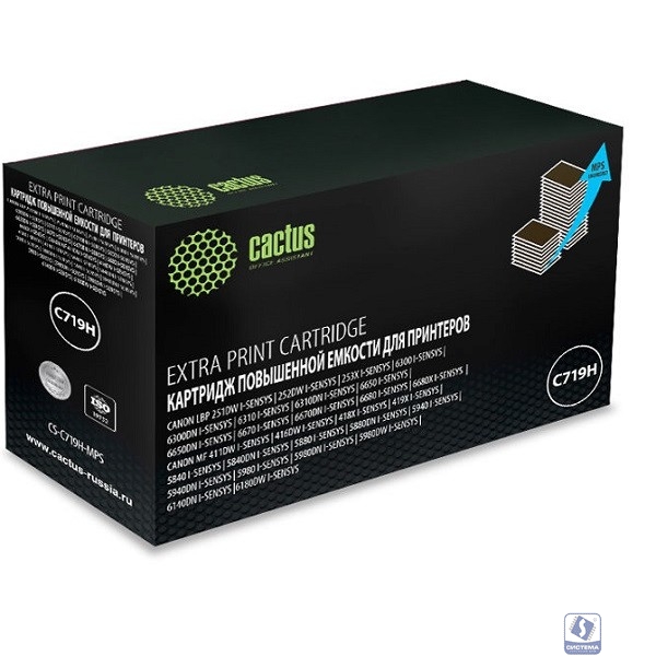 Тонер Картридж Cactus CS-C719H-MPS черный (8000стр.) для Canon MF5840dni-Sensys/MF5880dni; LBP6300i/