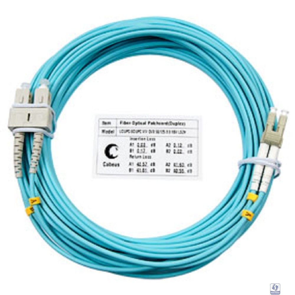 Cabeus FOP-50-LC-SC-15m Шнур оптический duplex LC-SC 50/125 mm OM3 15м LSZH