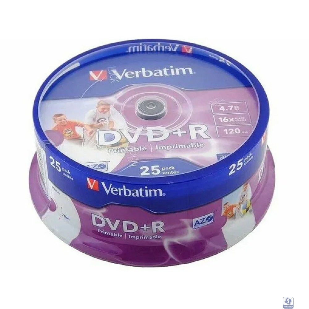 Verbatim Диски DVD+R  4.7Gb 16х, 25 шт, Cake Box (43500)