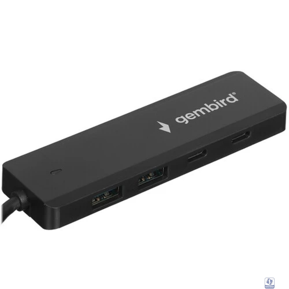 Gembird Разветвитель USB3.1 2xUSB, 2xType-C, с доп.пит (Type-C),кабель Type-C 19см, черный, коробка (UHB-C425)