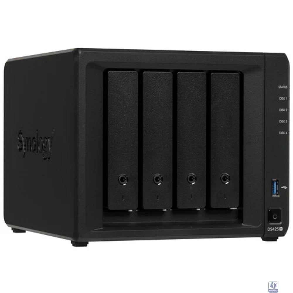 Synology DS425+ Сетевое хранилище NAS black (Intel J4125/2Gb/4(3.5"/2.5"SATA/SSD) + 2 NVMe/RAID/1x1Gb/1x2.5Gb/2xUSB 3.2/no WIFI) вилка UK/HK 3-pin