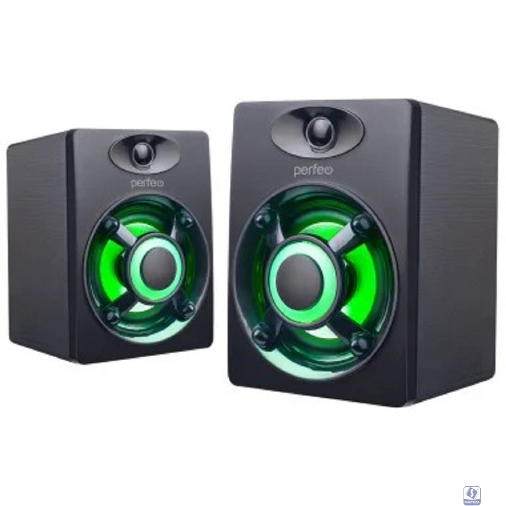 Perfeo колонки "OREOL", 2.0, мощность 2х3 Вт, LED подсветка 7 цв., чёрн, USB 