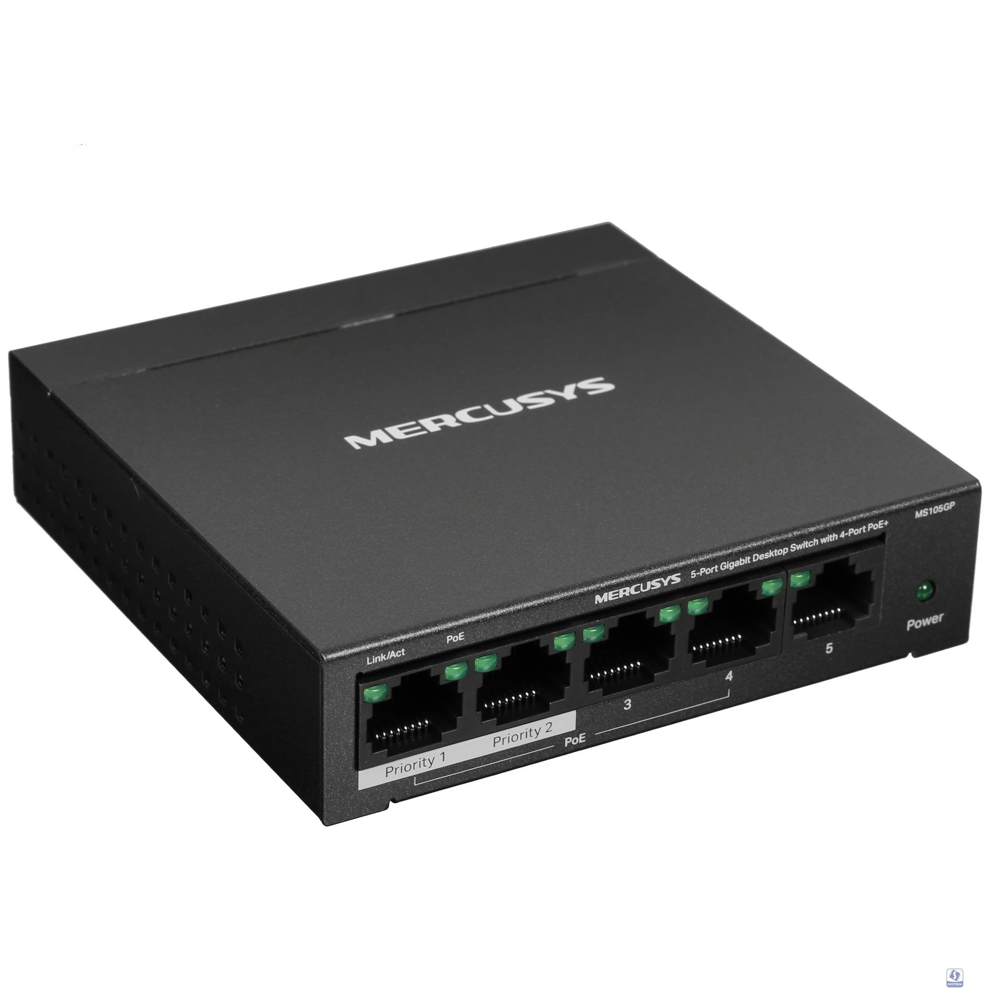 Mercusys MS105GP Настольный коммутатор с 5 гигабитными портами (4 порта PoE+)