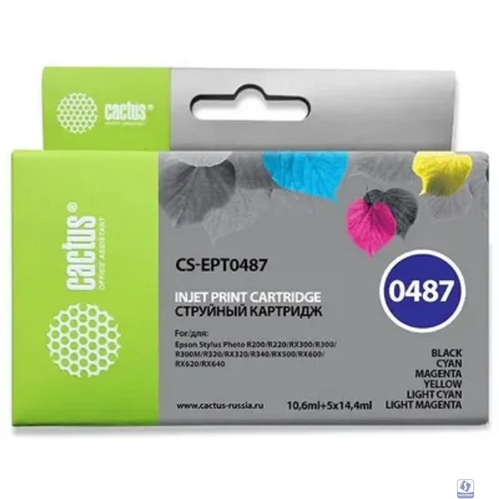 CACTUS CS-EPT0487 Картридж струйный цветной R200/R220/R300/R320/R340/RX500/RX600/RX620/RX640 (6 цветов)