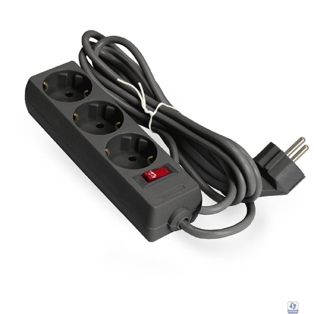 Exegate EX279352RUS Удлинитель ExeGate EC-3-5B (3 розетки, 5м, евровилка, черный)