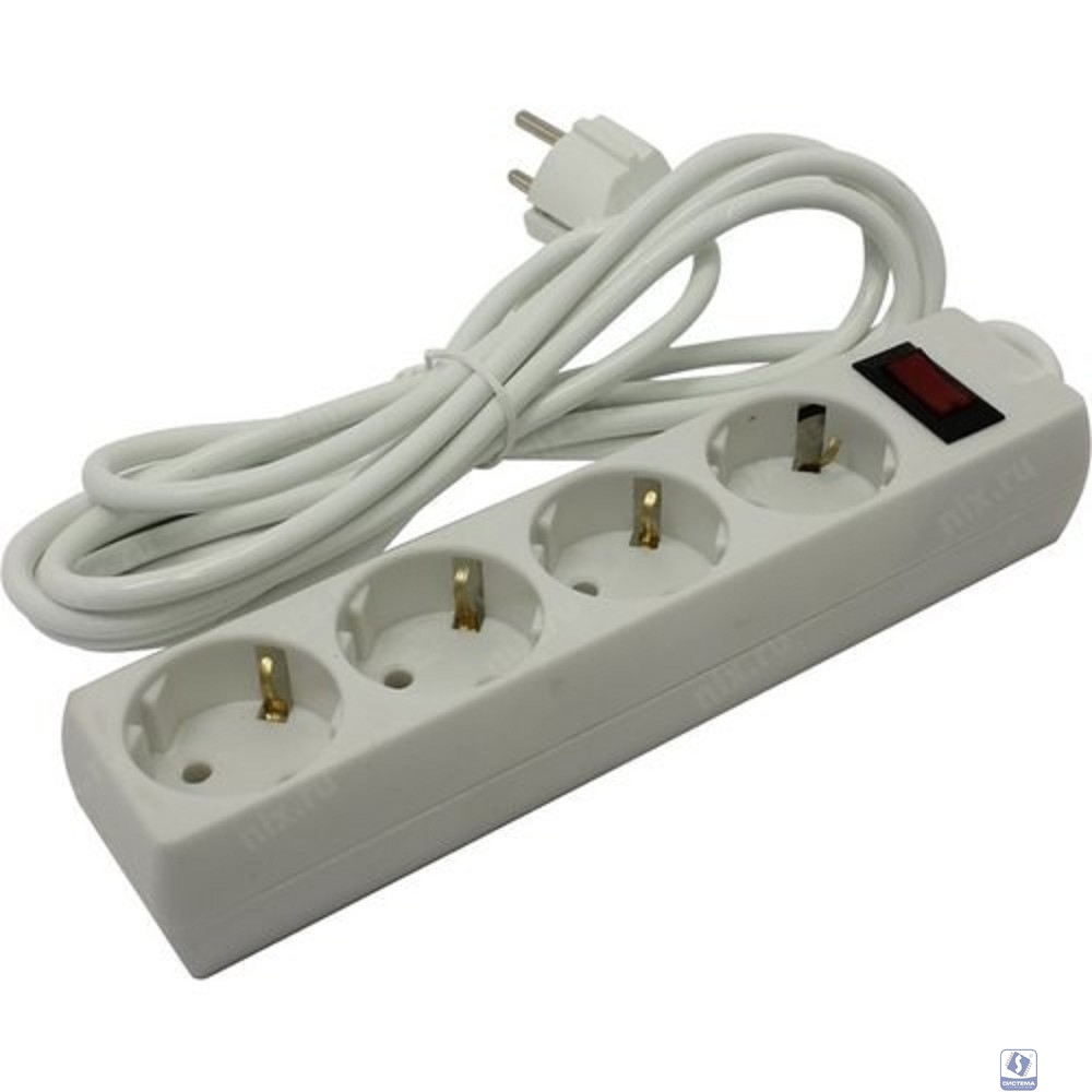 Exegate EX279400RUS Удлинитель ExeGate EC-4-3W (4 розетки, 3м, евровилка, белый)