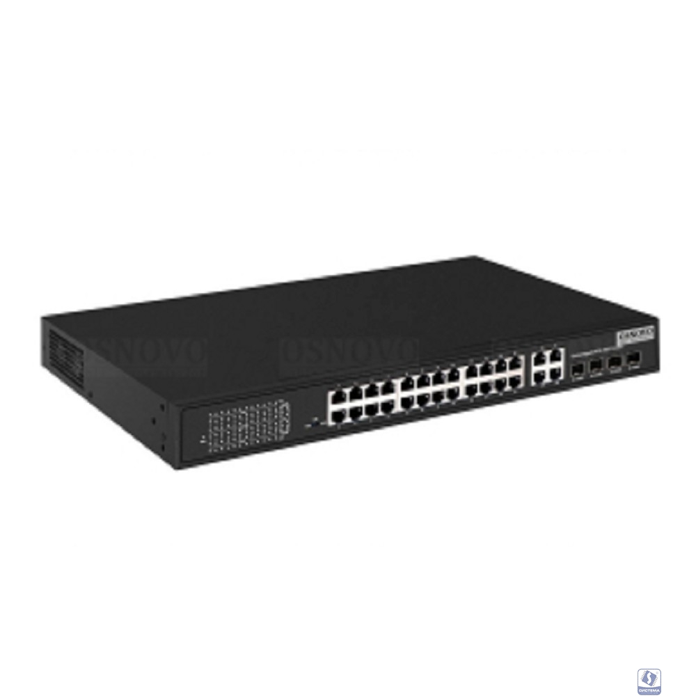 Коммутатор/ OSNOVO PoE коммутатор 24 x 10/100 Base-T PoE,  4 x GE Combo Uplink RJ45/SFP, PoE на порт - до 30W, суммарно PoE до 385W