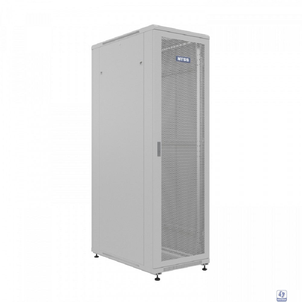 NTSS Шкаф напольный универсальный серверный NTSS R 42U 600х1200мм, 4 профиля 19, двери перфорированная и перфорированная двухстворчатая, боковые стенки съемные, регулируемые опоры, разобранный, серый 