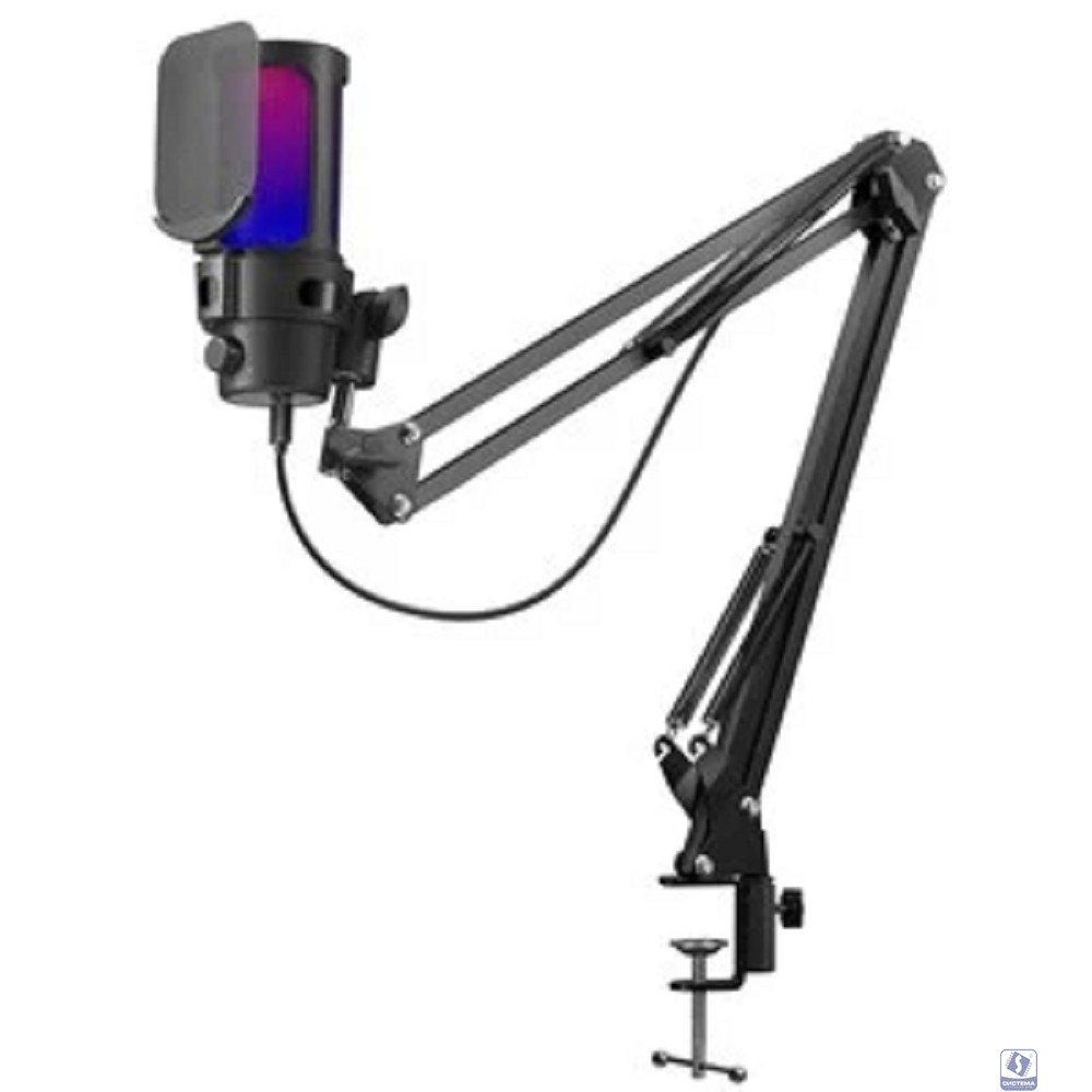 Defender Игровой стрим микрофон Space GMC 550 USB, RGB, стойка, провод 1.8 м [64655]