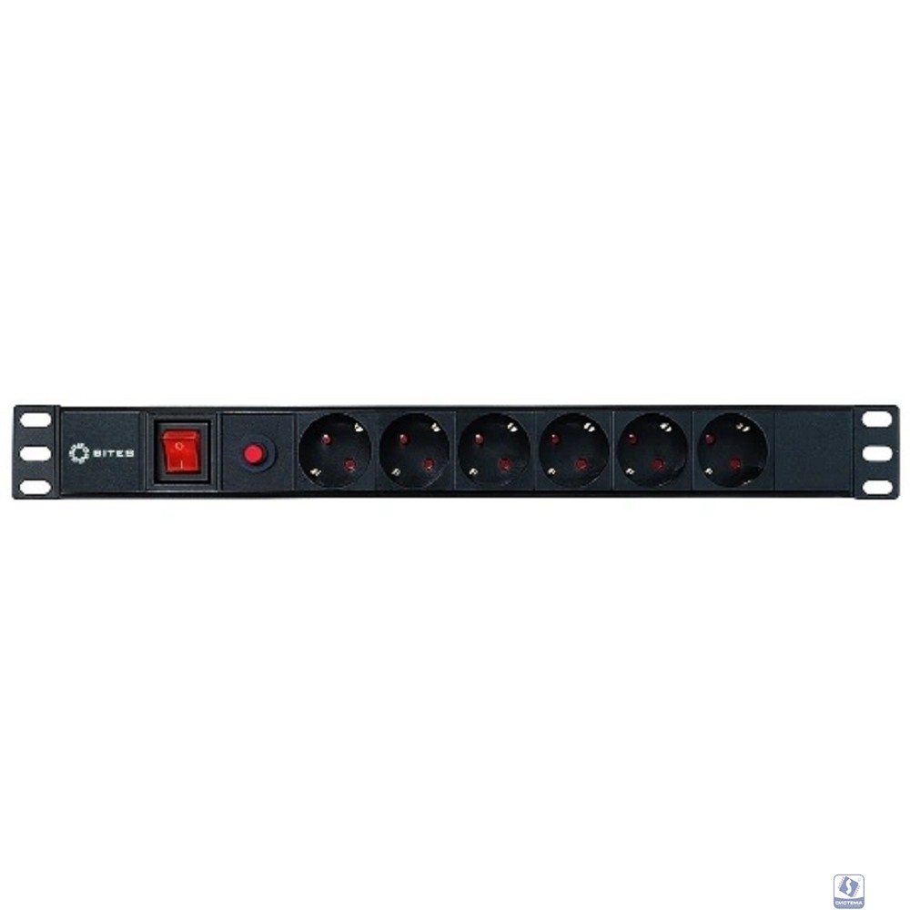 5bites Блок розеток PDU-10 6S / 10A / PVC / SWITCH / 1U / 19"