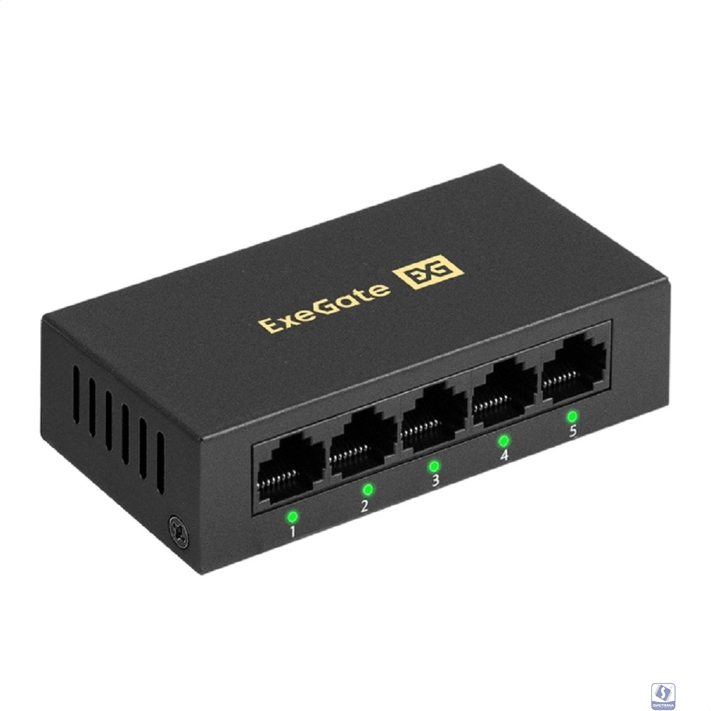 Exegate EX298689RUS Коммутатор неуправляемый ExeGate EDES-1005D (5-портовый UTP 10/100Mbps, металлический корпус, с функцией энергосбережения (EEE), настольный/настенный)
