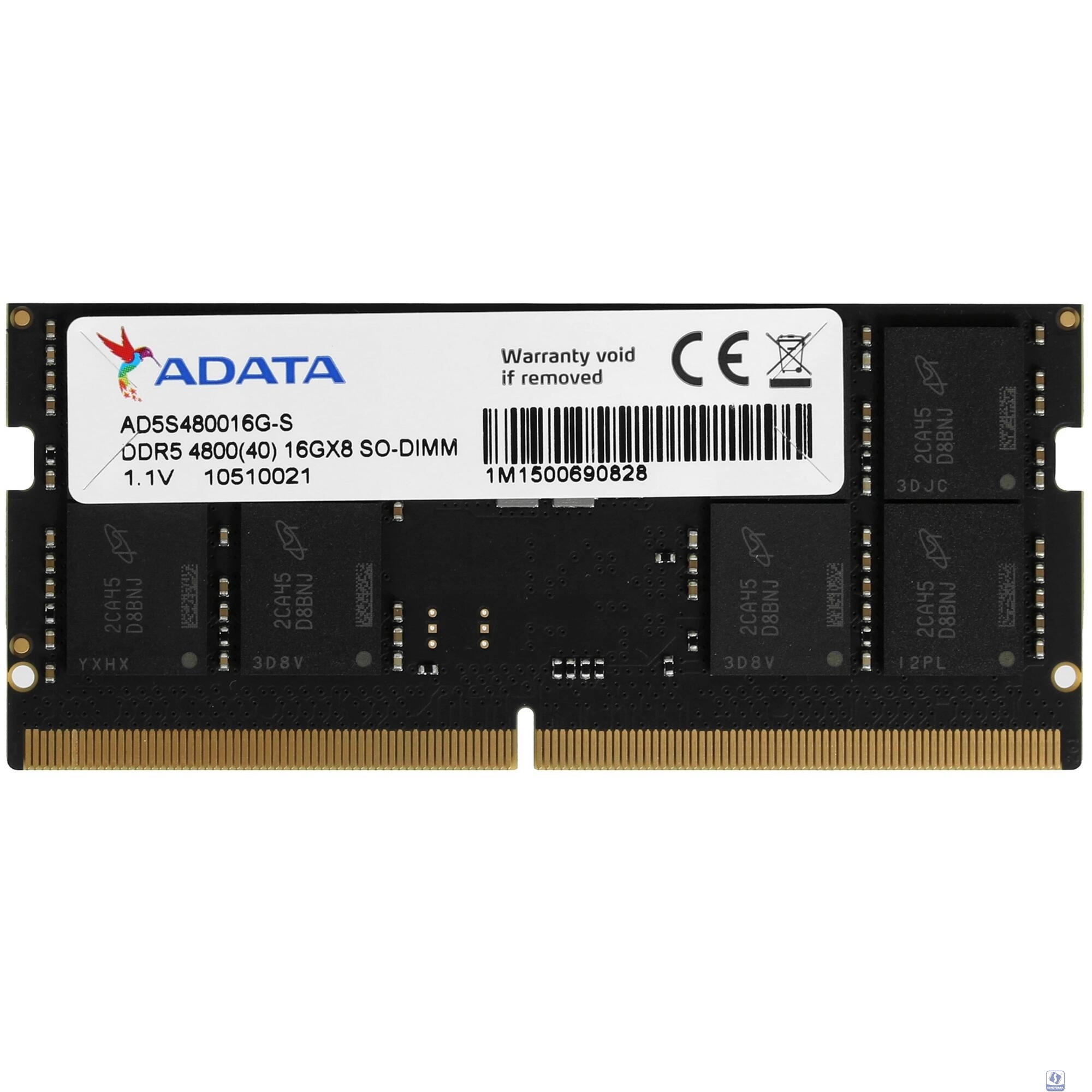 ADATA DDR5 SODIMM 16GB Модуль памяти для ноутбука   DDR5-4800 AD5S480016G-S, CL40, 1.1V 