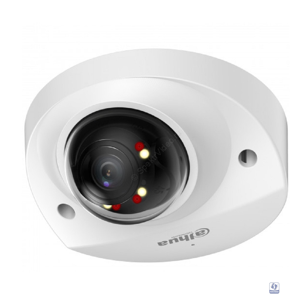 DAHUA DH-IPC-HDBW2249FP-AS-IL-0360B Уличная мини-купольная IP-видеокамера SmartDualLight 2Мп, 1/2.8” CMOS, объектив 3.6мм, видеоаналитика, микрофон, ИК 30м, LED 30м, IP67, IK10, металл