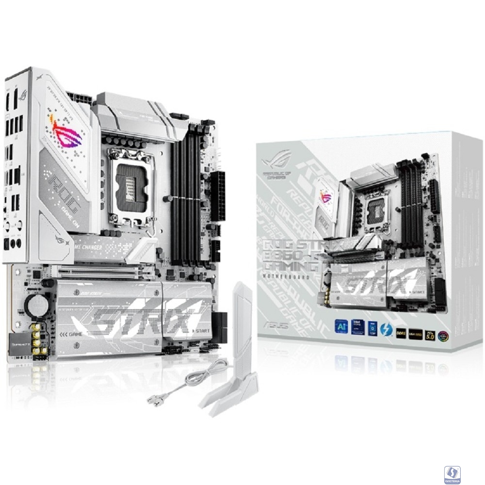 ASUS ROG STRIX B860-G GAMING WIFI (Socket 1851, mATX, 4xDDR5(256GB), DP/HDMI 2.1, 1xPCIe 5.0x16, 1xLAN(2.5GbE), Wi-Fi, BT, 4xSATA 6Gb/s, 4xM.2, Thunderbolt, 1xType-C, 5xUSB 3.2, 4xUSB 2.0)