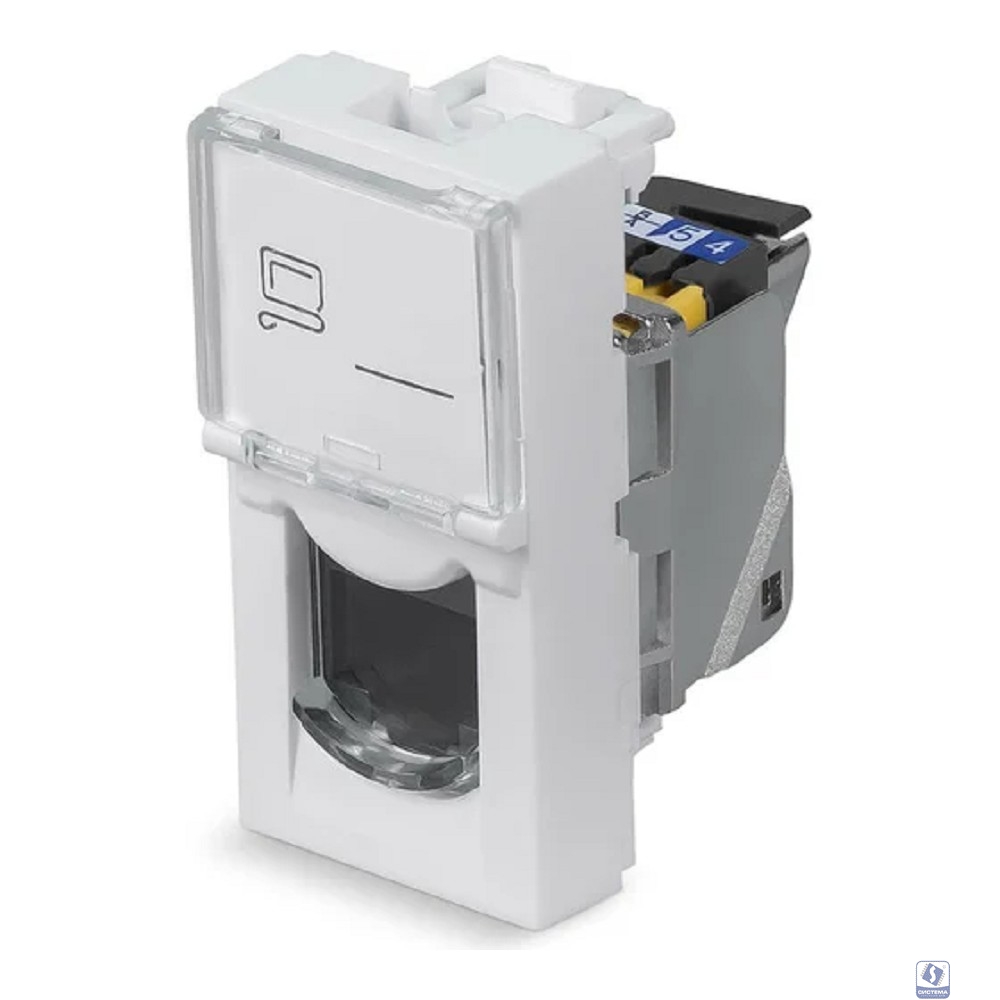 Cabeus KJ-RJ45-Cat.6a-SH-180T-FP-L-22,5 Keystone Jack RJ-45(8P8C), 180 градусов, категория 6a, экранированная, безинструментный монтаж, вставка Mosaic (арт.076573)