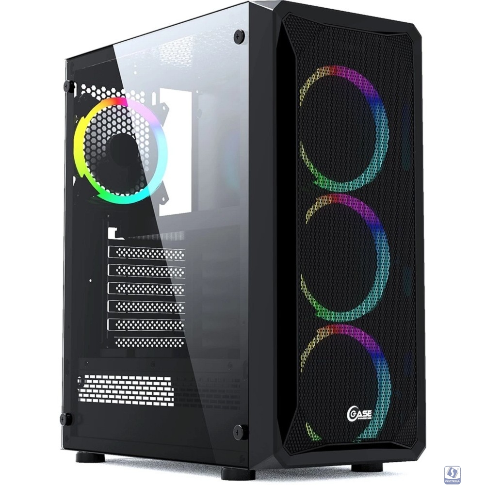 Powercase CMIZB-L4 Корпус Mistral Z4 Mesh LED, Tempered Glass, 4x 120mm 5-color fan, чёрный, ATX  (CMIZB-L4)