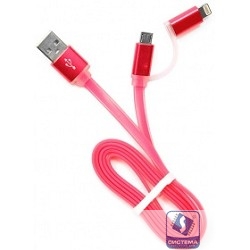 Cablexpert Кабель USB 2.0 CC-mAPUSB2pk1m, AM/microBM 5P - iPhone lightning, 1м, комбо кабель, алюминиевые разъемы, розовый, блистер