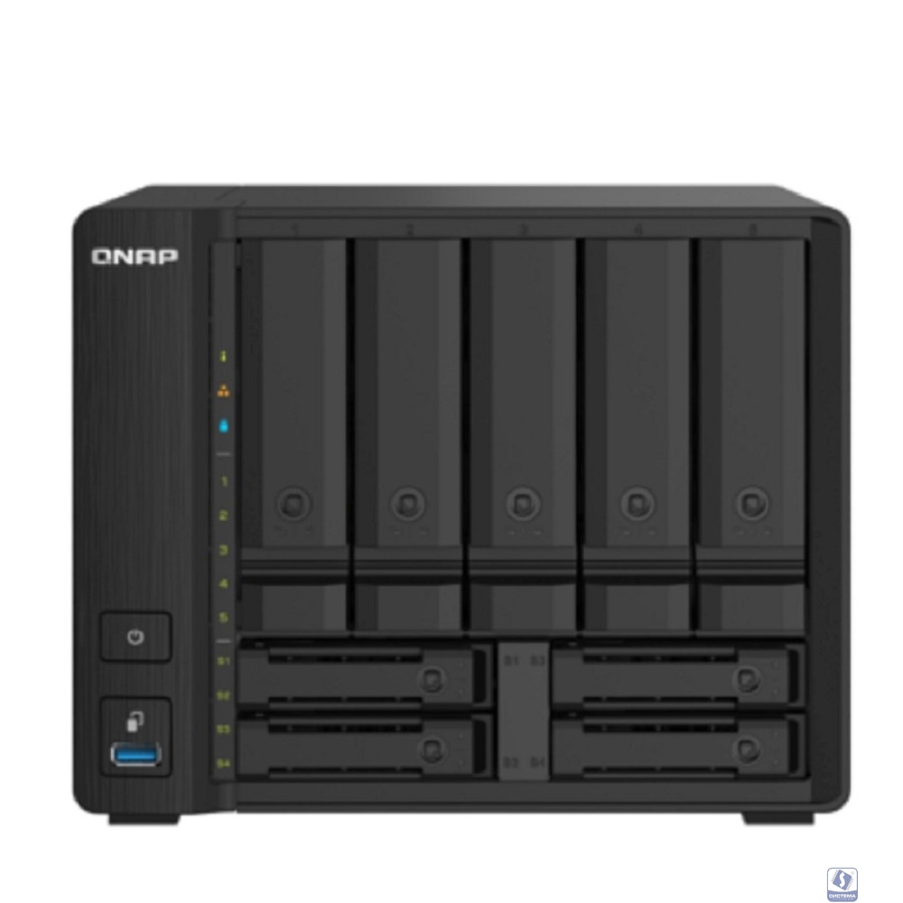 Сетевое хранилище без дисков/ SMB QNAP TS-932PX-4G 9-Bay NAS, 5 x 3.5" and 4 x 2.5" drive slots, Alpine AL324 ARM quad-core 1.7GHz, 4 GB DDR4 (1x 4 GB) up to 16 GB (1 x 16 GB), 2 x 10GbE  SFP+, 2 x 2.