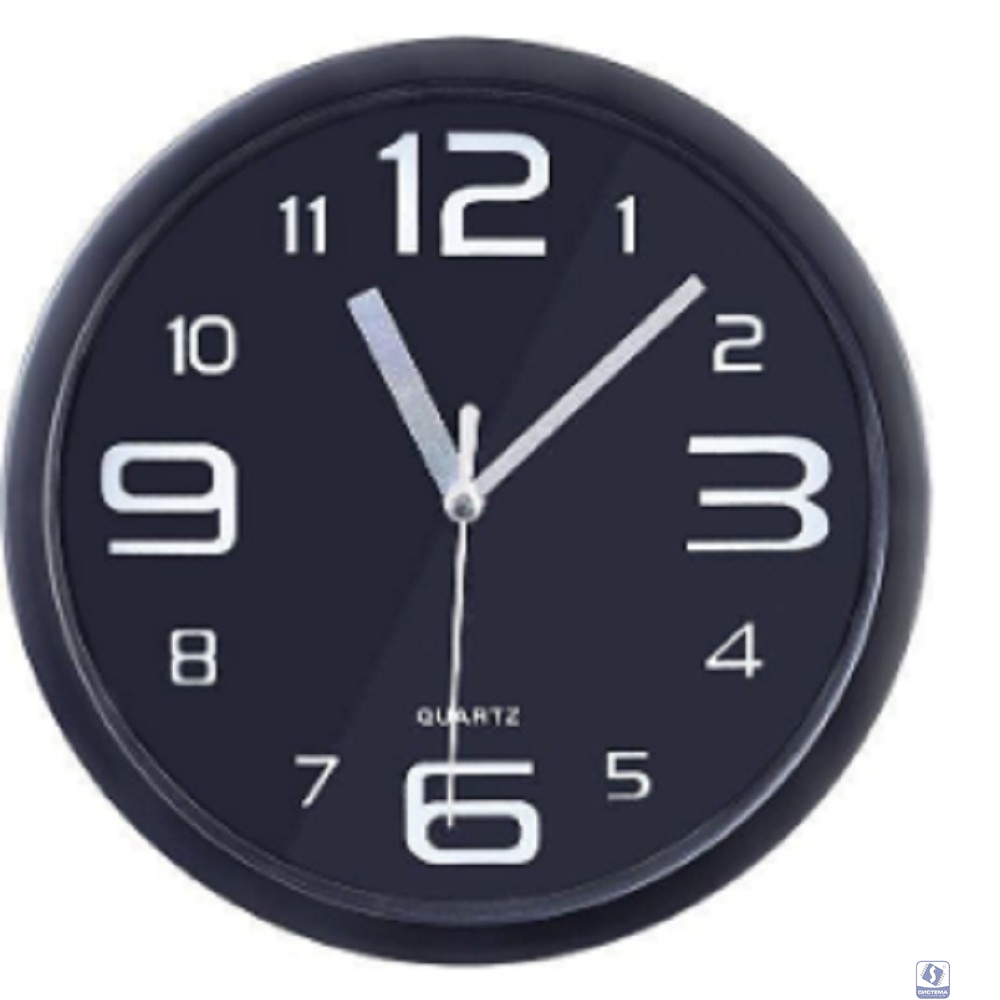 Perfeo Настенные часы "PF-WC-001", круглые д. 20 см, чёрный корпус / чёрный циферблат