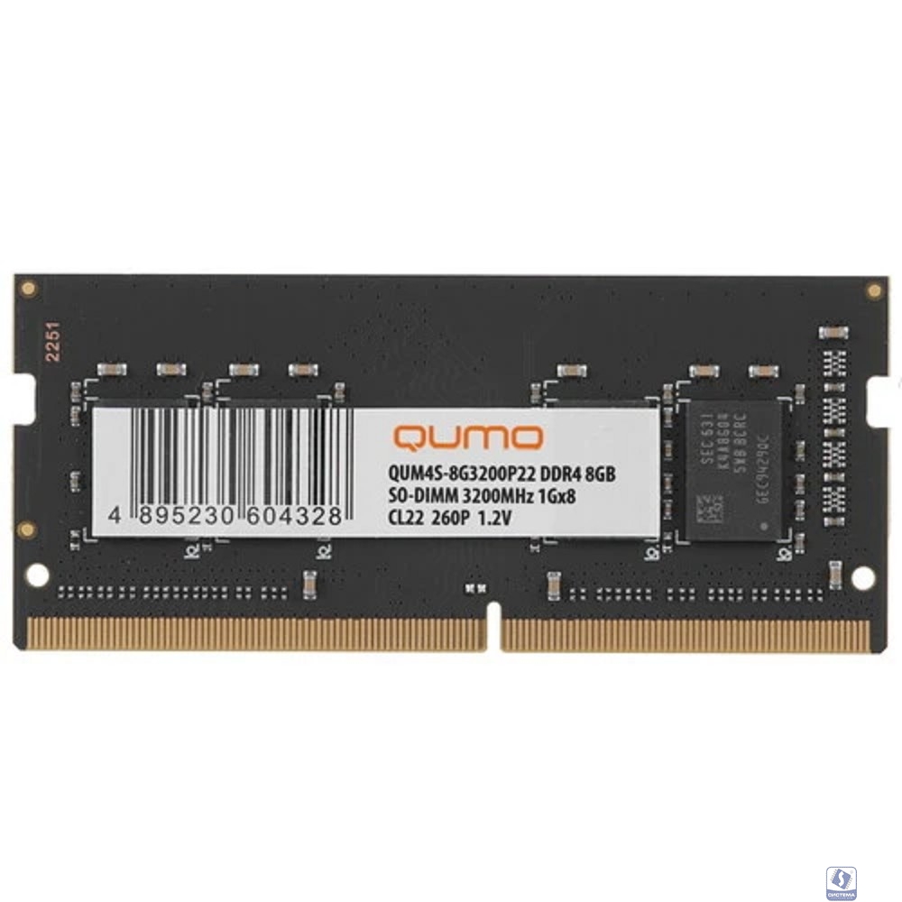 QUMO DDR4 SODIMM 8GB QUM4S-8G3200P22 PC4-25600, 3200MHz OEM/RTL