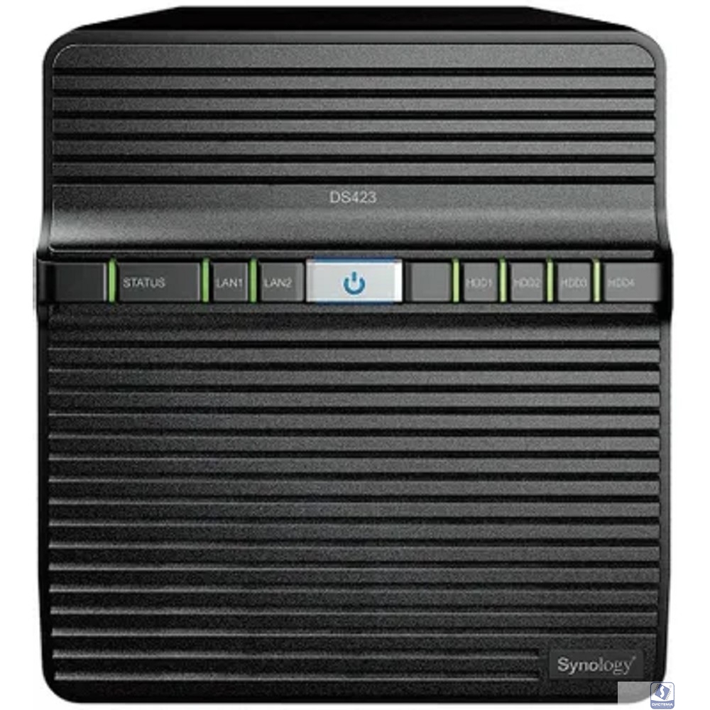 Synology DS423 Сетевое хранилище NAS, слоты 4x2.5"/3.5" SATA3, 2x1 Гбит/с, 2xUSB 3.X, Realtek RTD1619B/4x1.7 ГГц, DDR4 2Gb, 90W