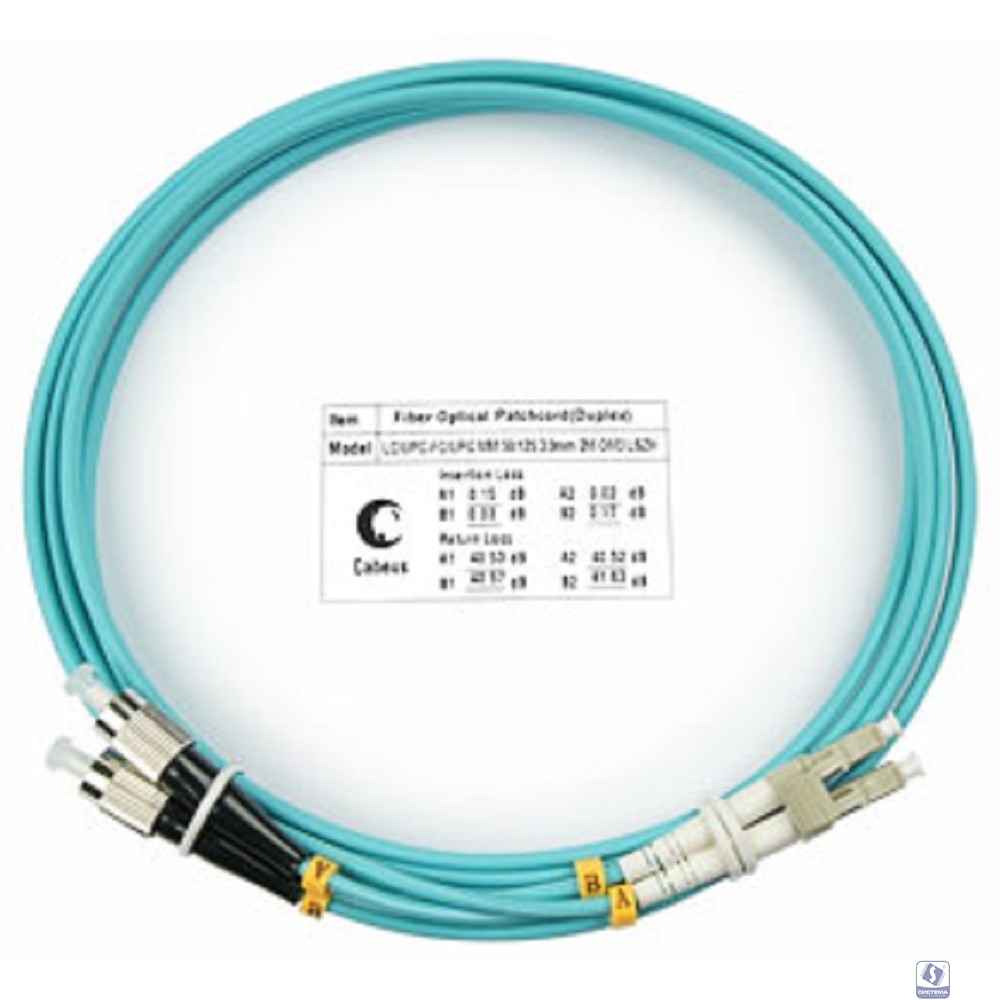 Cabeus FOP-50-LC-FC-2m Шнур оптический duplex LC-FC 50/125 mm OM3 2м LSZH