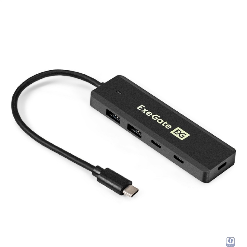 Exegate EX298176RUS USB-Хаб (концентратор) 4-в-1 ExeGate DUB-2C2P/5G (кабель-адаптер USB 3.2 Gen1 Type C --> 2xUSB3.2 Gen1 Type-A (5G)/2xUSB3.2 Gen1 Type-C (5G), SuperSpeed USB 5Gbps, Plug&Play, черны