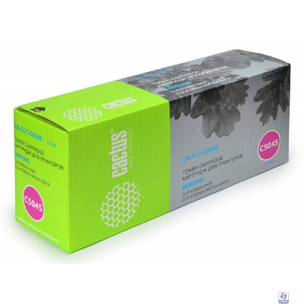 Картридж лазерный Cactus CS-CLT-C504S голубой (1800стр.) для Samsung CLP-415N/ CLX-4195FW/4195FN