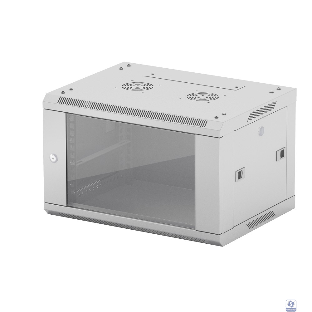 NEOMAX Шкаф телекоммуникационный настенный 6U (600х350), стеклянная дверь, замок (3шт) на ключе, разборный, цвет серый (1 коробка)[NCB-WM6U-6035GK3-100-GY