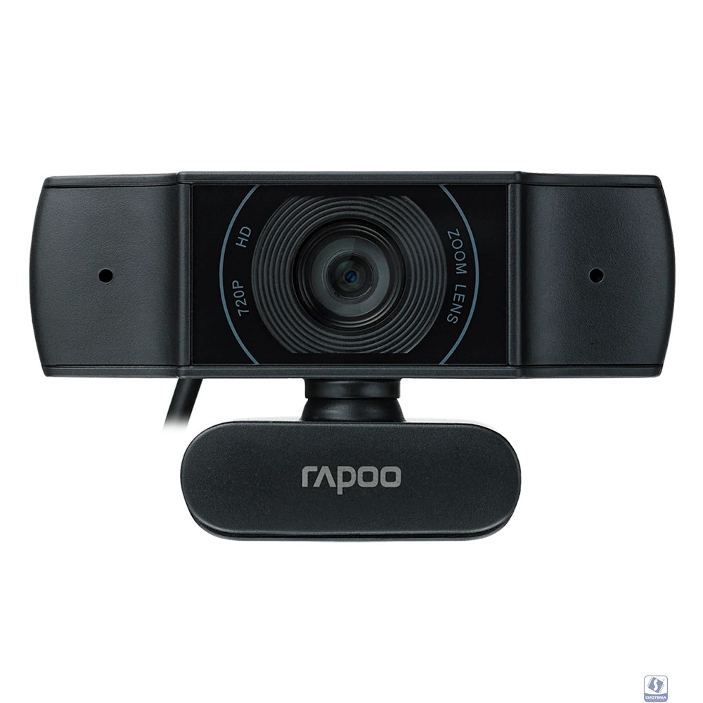 Веб-Камера, Rapoo, C200, USB 2.0, 1280*720/640*480, 2.0Mpx, Микрофон, Крепление: зажим, Чёрный