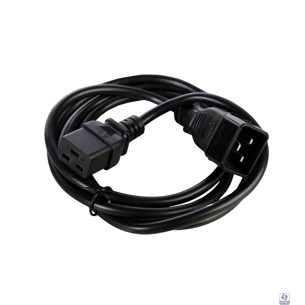 REM Шнур питания с заземлением IEC 60320 C19/IEC 60320 C20, 16А/250В (3x1,5), длина 3 м. (R-16-Cord-C19-C20-3)