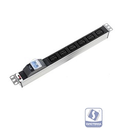 REM Блок розеток Rem-16 с авт. 16А, 6 IEC 60320 C19, 16A, алюм., 19", колодка (R-16-6C19-A-440-K)