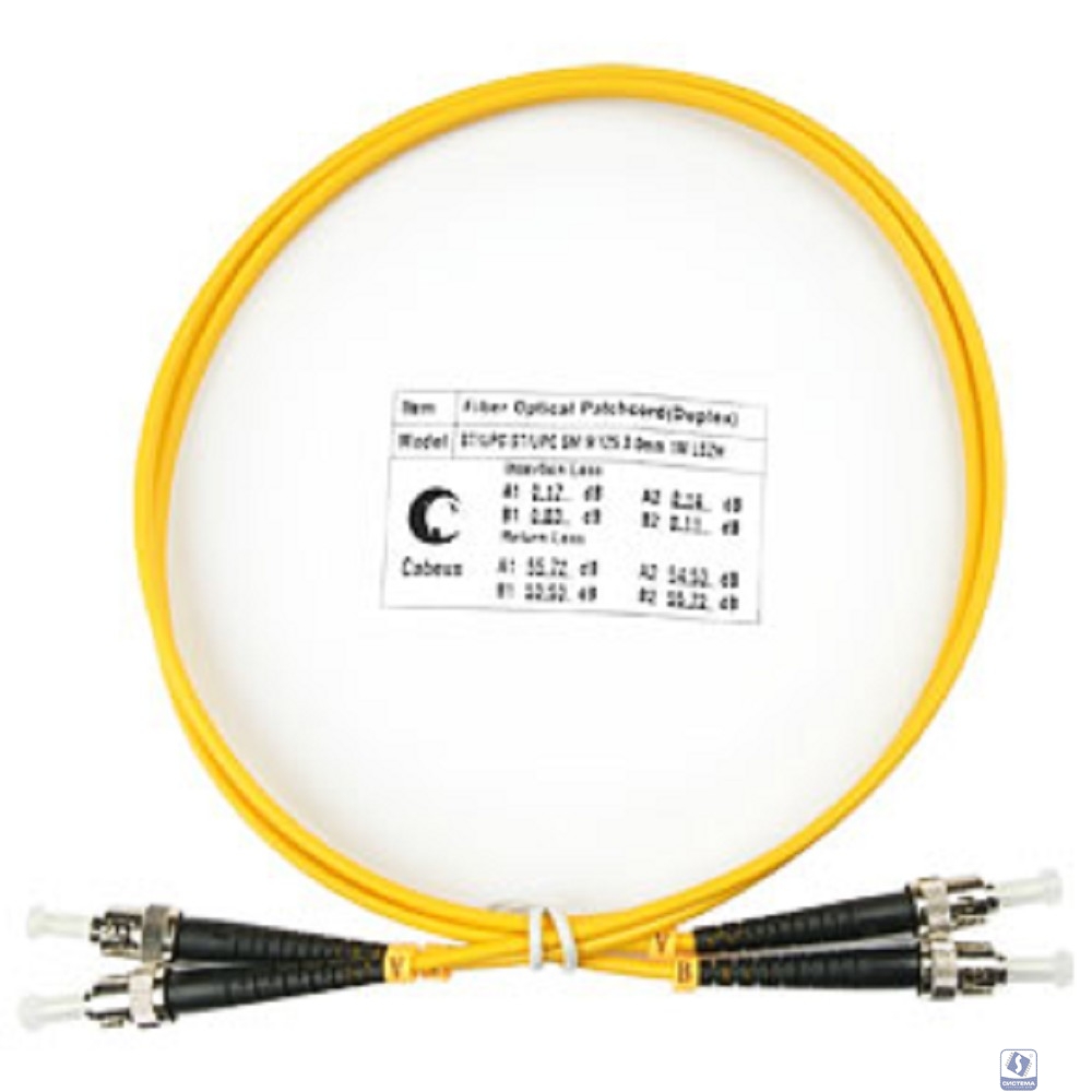 Cabeus FOP(d)-9-ST-ST-1m Шнур оптический duplex ST-ST 9/125 sm 1м LSZH