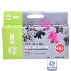 Картридж струйный Cactus CS-CLI481XXLM пурпурный (12мл) для Canon Pixma TR7540/TR8540/TS6140/TS8140