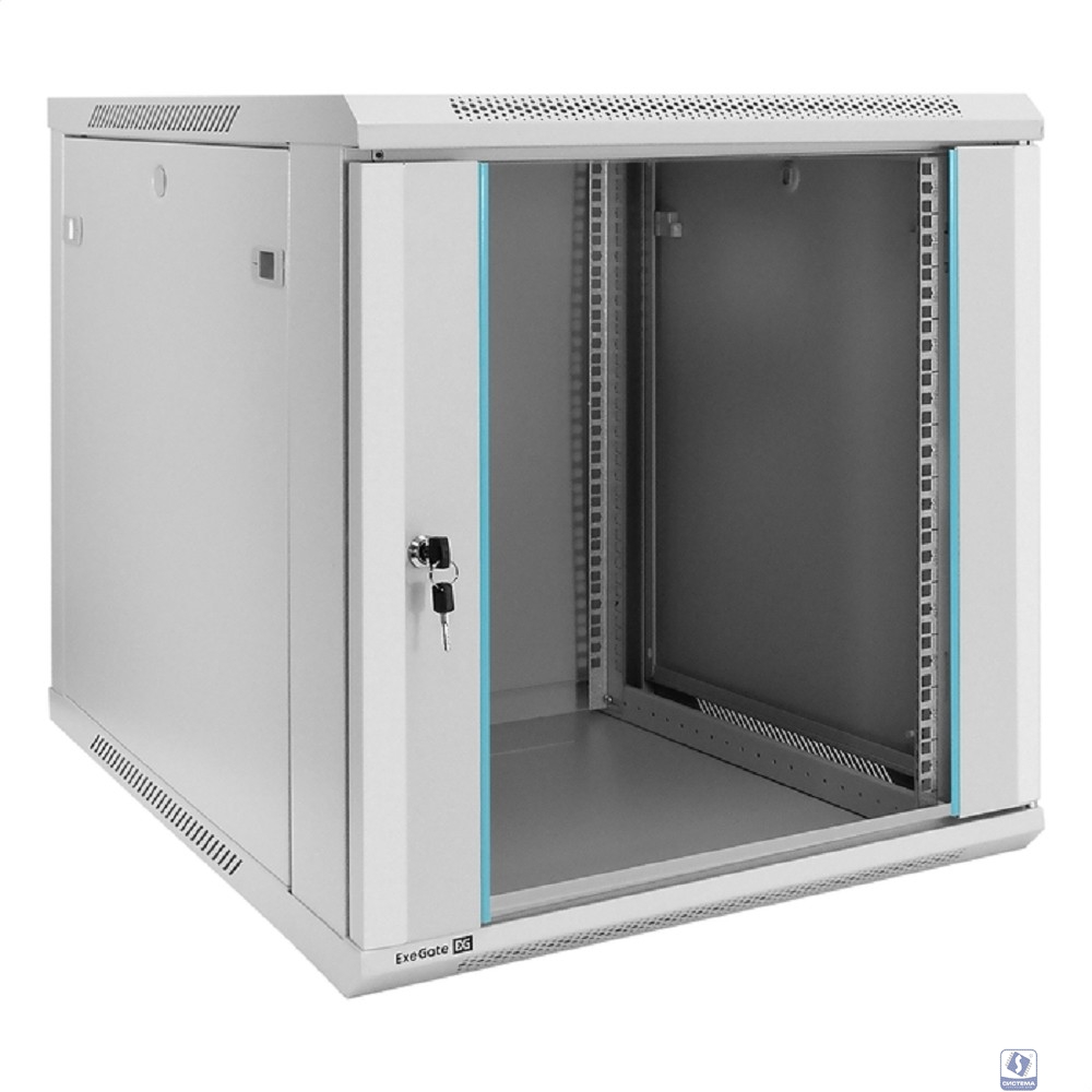 Exegate EX298604RUS Шкаф телекоммуникационный 19" настенный 12U ExeGate EC-WM-12U.600.G.GREY (19”, 12U, 600x600x635mm (ШхГхВ), передняя дверь закаленное стекло, съемные боковые панели, пыле- и влагоза