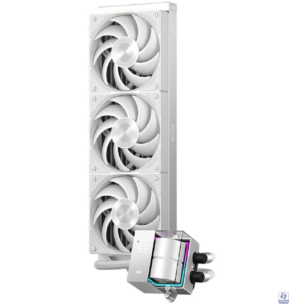Система охлаждения/ PCCooler DS360 WH (310W, 360mm, LED temp., White, ARGB Pump/ Fans: 3x120mm, 86.73CFM, 28dBA, 2200RPM/ Pump height 67mm, 28dBA, 3200RPM, Rad thickness 27mm/ S: 1851, 1700, 1200, 20X