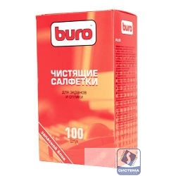 Запасной блок к тубе с чистящими салфетками для экранов и оптики BURO BU-ZSCREEN, 100шт.[817446]