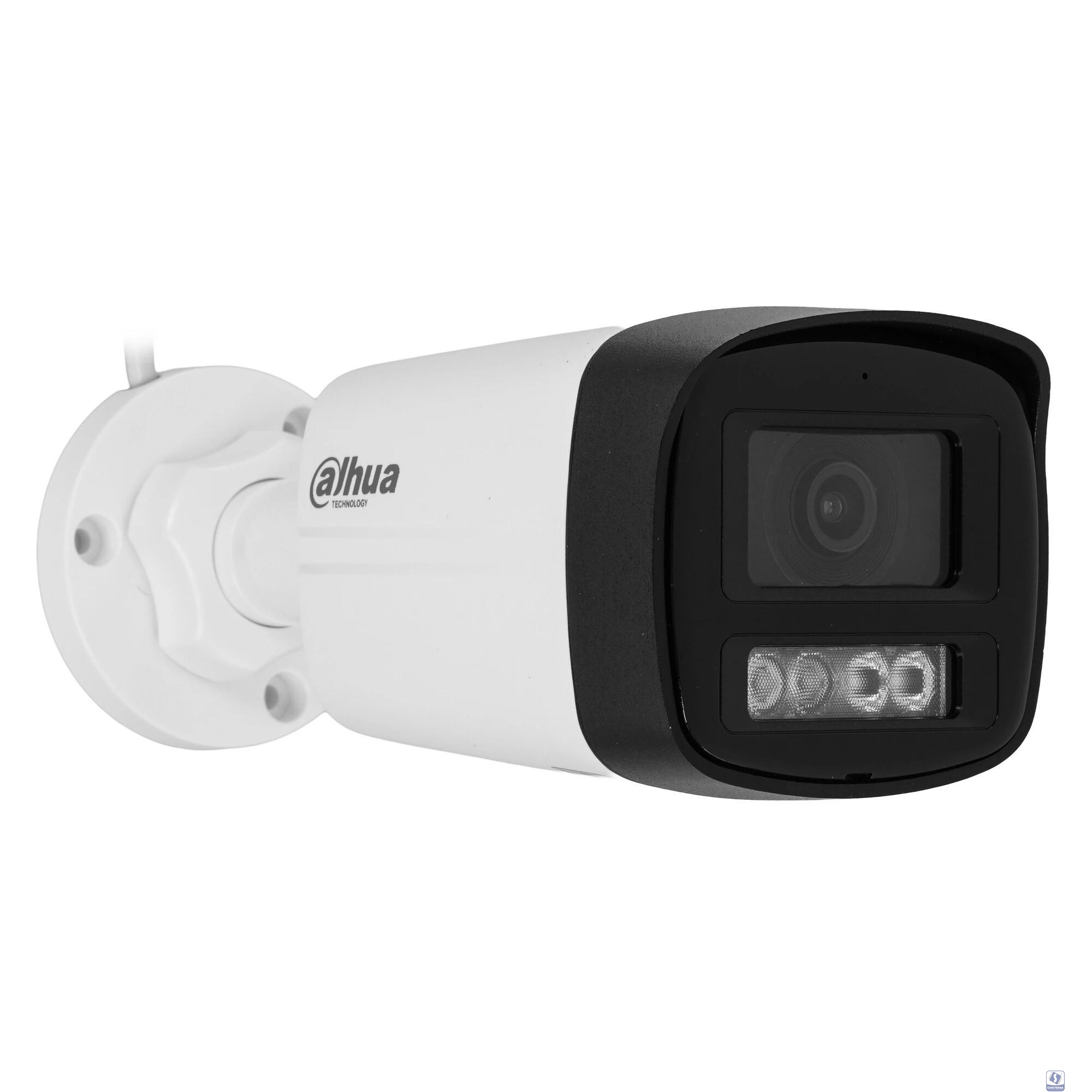 DAHUA DH-IPC-HFW1439TL1P-A-IL-0280B Уличная цилиндрическая IP-видеокамера SmartDualLight 4Мп, 1/2.9” CMOS, объектив 2.8мм, обнаружение людей, микрофон, ИК 30м, LED 20м, IP67, металл/пластик