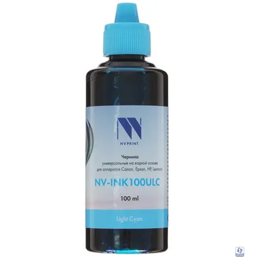 Чернила NV PRINT универсальные на водной основе NV-INK100ULC для аппаратов canon/Epson/НР/Lexmark (100 ml) Light Cyan совместимые