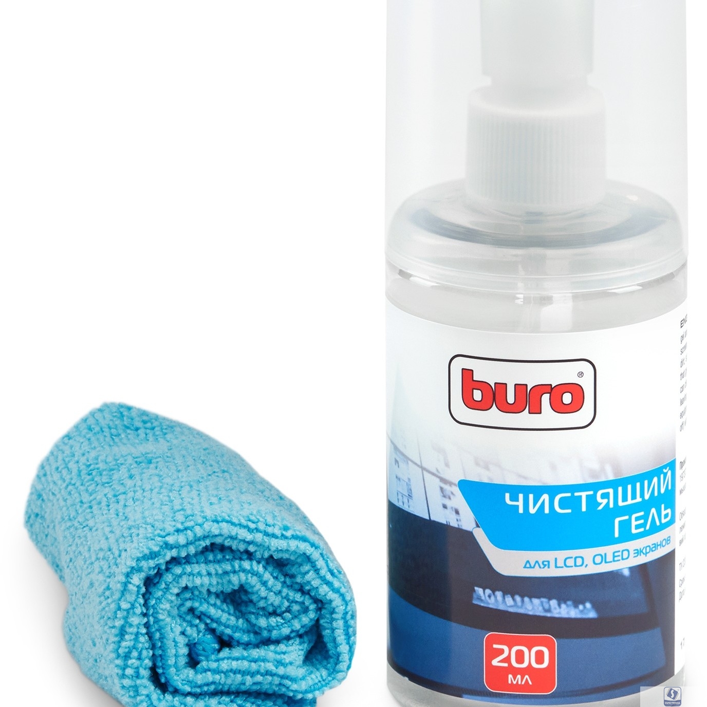 Гель для чистки LCD LED Plasma панелей BURO BU-GLCD, 200 мл + микрофибра 25*25 [817420]