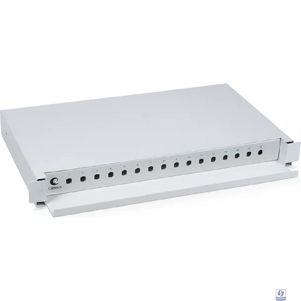Cabeus ODF-19-16-ST Кросс бокс оптический 19" на 16 ST(FC) со сплайс-кассетой, выдвижной (без пигтейлов и проходных адаптеров)