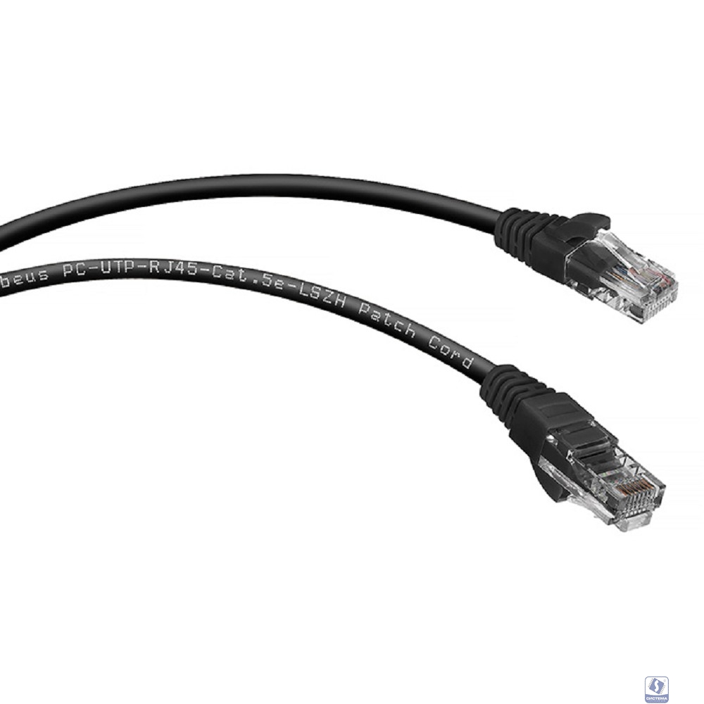 Cabeus PC-UTP-RJ45-Cat.5e-5m-BK-LSZH Патч-корд U/UTP, категория 5е, 2xRJ45/8p8c, неэкранированный, черный, LSZH, 5м