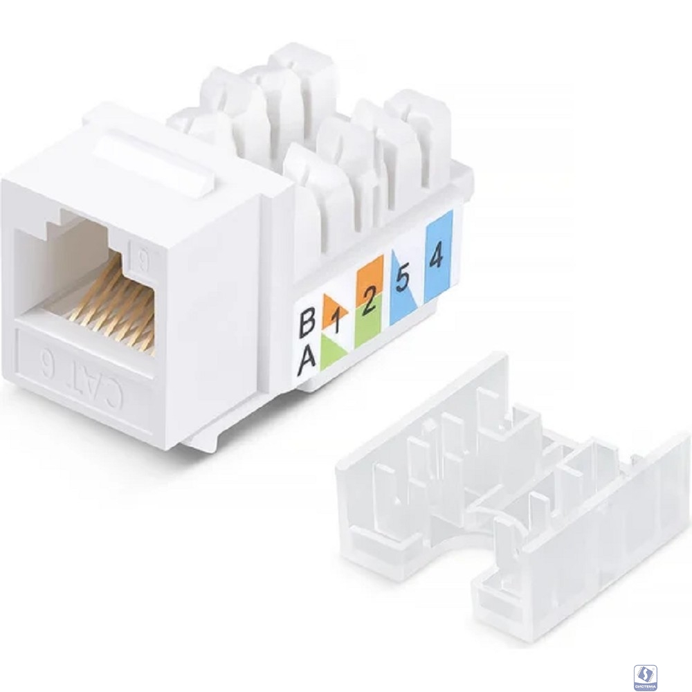 Cabeus KJ-RJ45-Cat.6-90-SW Вставка Keystone Jack RJ-45, категория 6, заделка тип 110, белая, со стяжкой
