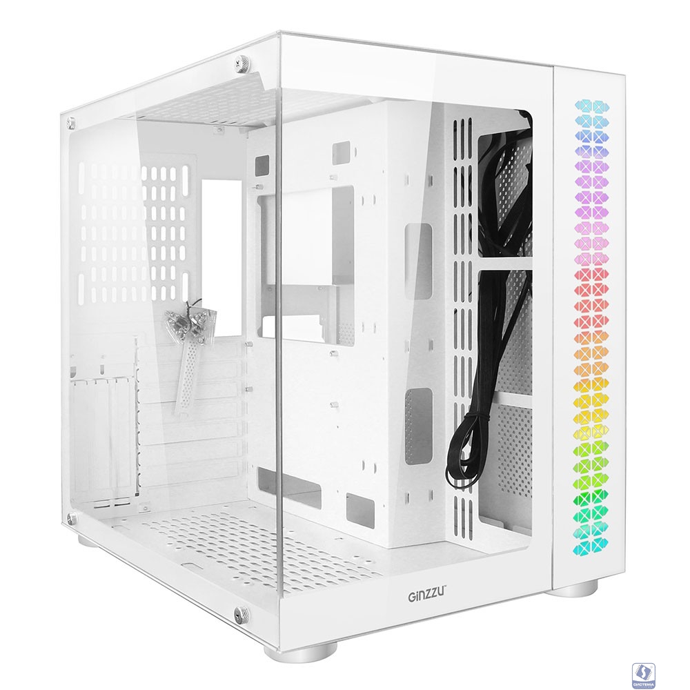 Ginzzu V580 RGB подсветка, закаленное стекло 1*USB 3.0,1*USB 2.0, AU Белый ATX