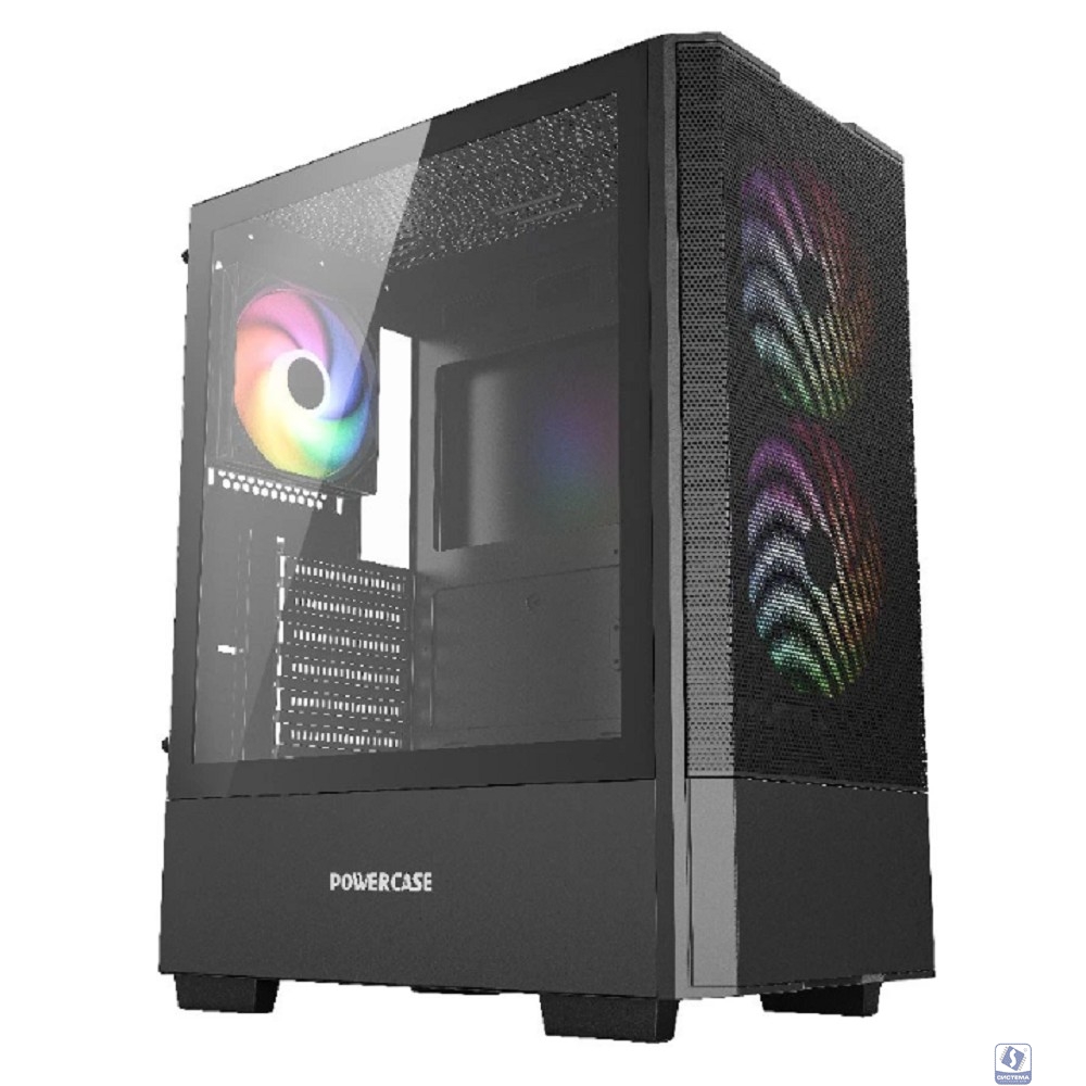 Powercase Mistral AY3B ARGB, Tempered Glass, 2x 140mm +1x 120mm ARGB Fans, чёрный, ATX  (CMAYB-A3)