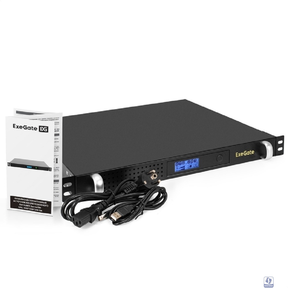 Exegate EX297834RUS ИБП 1U ServerRM UNL-1000.LCD.AVR.6C13.RJ.USB.1U <1000VA/600W, LCD, AVR, 6*C13, RJ, USB, 1U, установка в стойку, Black>