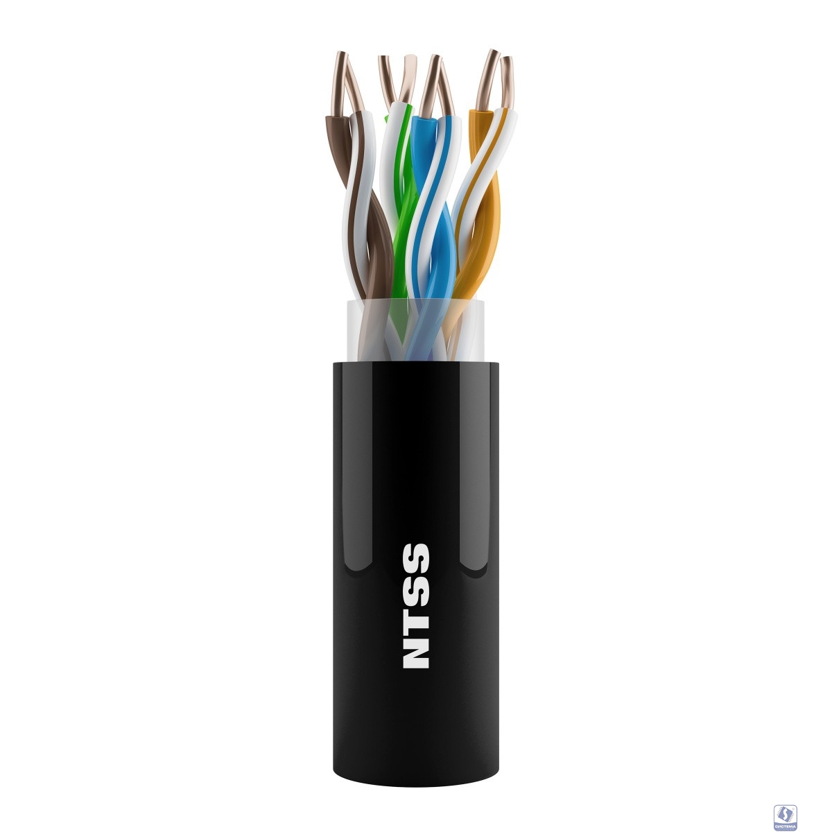NTSS Кабель витая пара NTSS U/UTP 5e 4 пары одножильный 24AWG медь 305м внешний PE черный NTSS-OUT-UTP4-5e-PE-BL