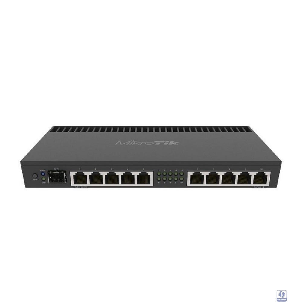 MikroTik RB4011iGS+RM  Маршрутизатор проводной, 1.4ГГц, 4 ядра, 1GB RAM, 512MB NAND, 10x 10/100/1000 LAN, 1 SFP+