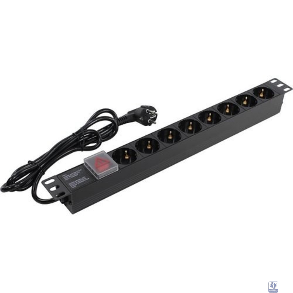 Exegate EX280841RUS Блок розеток ExeGate ServerPro PDU-19H802 Al-8S-EU1.8-SW, 19",1U,алюм, 8Schuko, евровилка, 1.8м